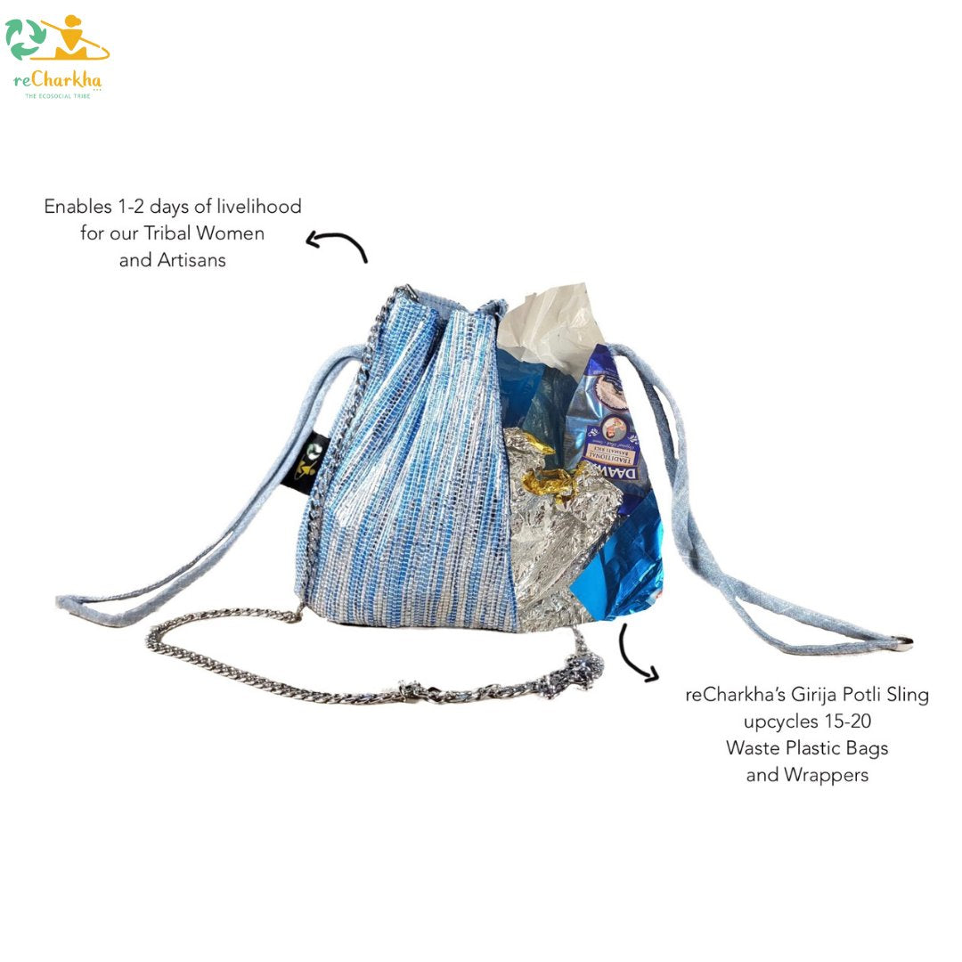 Upcycled Handcrafted Potli Sling (PS0925-002) PS_W – reCharkha