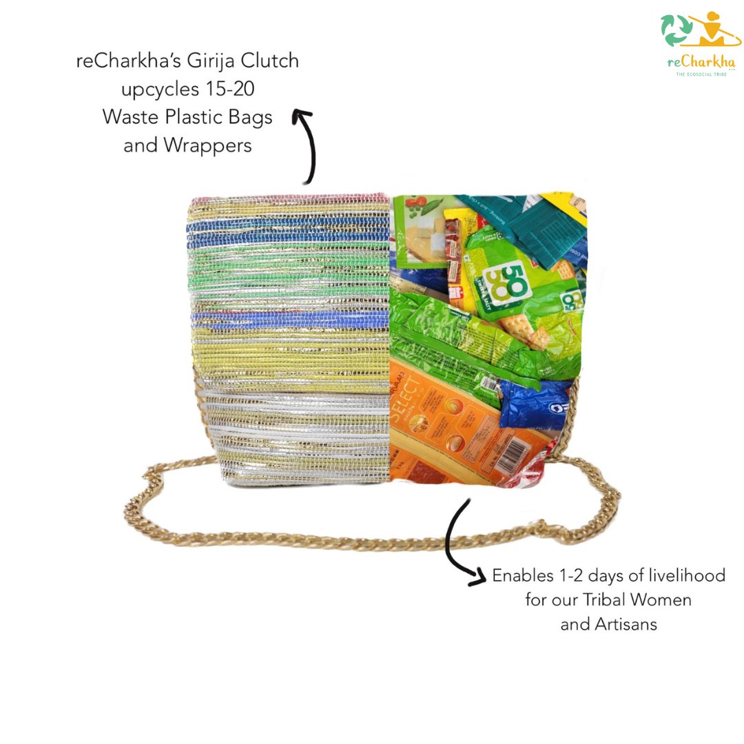 reCharkha Upcycled Handwoven Girija Clutch bag