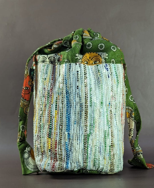 Glittery Multicolored Upcycled Handwoven Potli Bag (P0524-002) PS_W