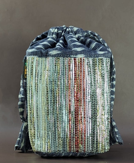 Glittery Multicolored Upcycled Handwoven Potli Bag (P0524-009) PS_W