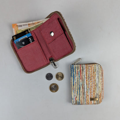 Gold Multi Colour Upcycled Handwoven D Wallet (DW0225-015) PS_W