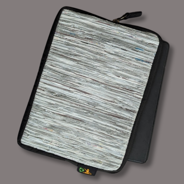 Gray Blue Upcycled Handwoven Tablet Sleeve (TS1224-006) PS_W