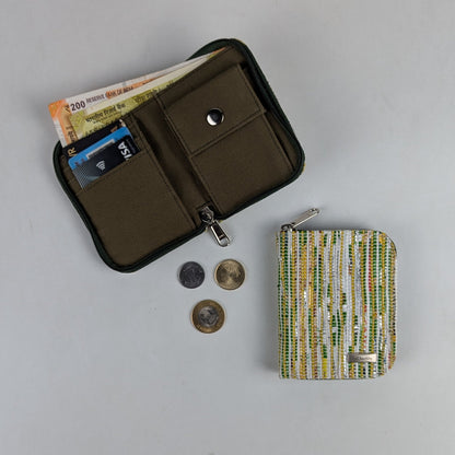 Green Yellow Mix  Upcycled Handwoven D Wallet (DW0225-011) PS_W