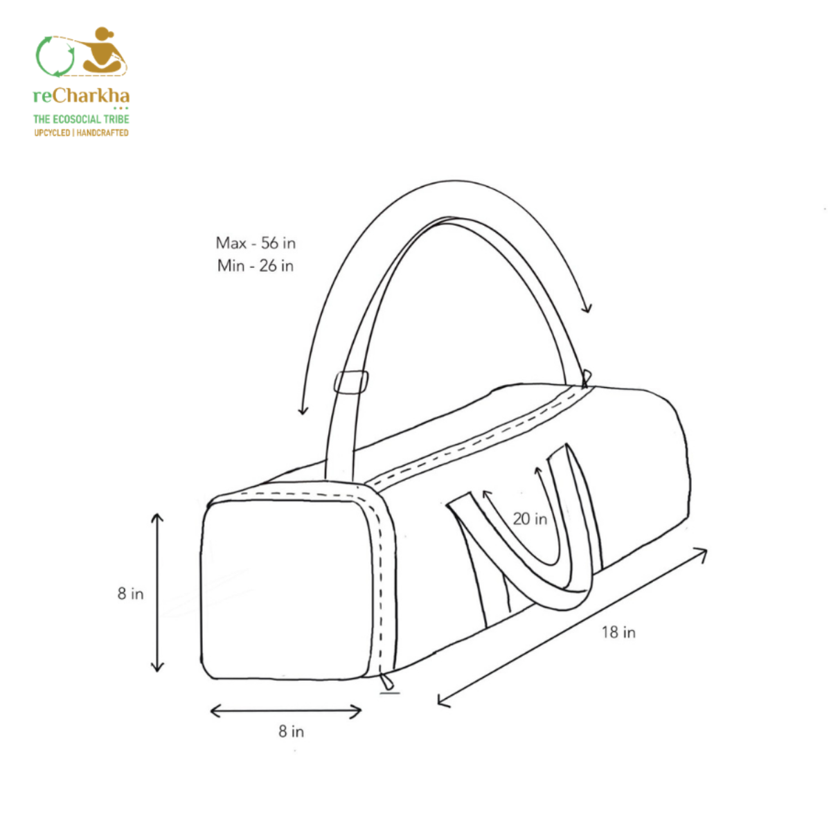 Upcycled Handcrafted Gym Duffle Weekender Bag (GDB0926-001)