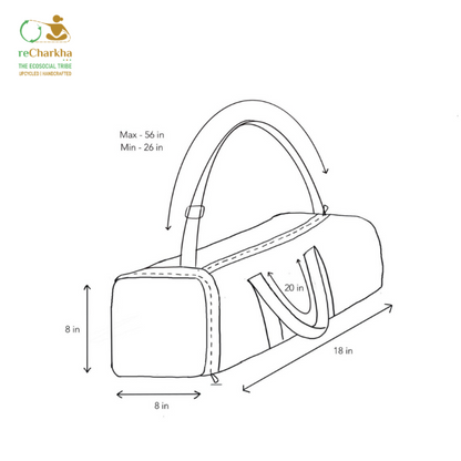 Upcycled Handcrafted Gym Duffle Weekender Bag (GDB0926-001)