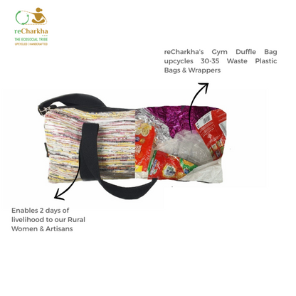 Upcycled Handcrafted Gym Duffle Weekender Bag (GDB0926-001)