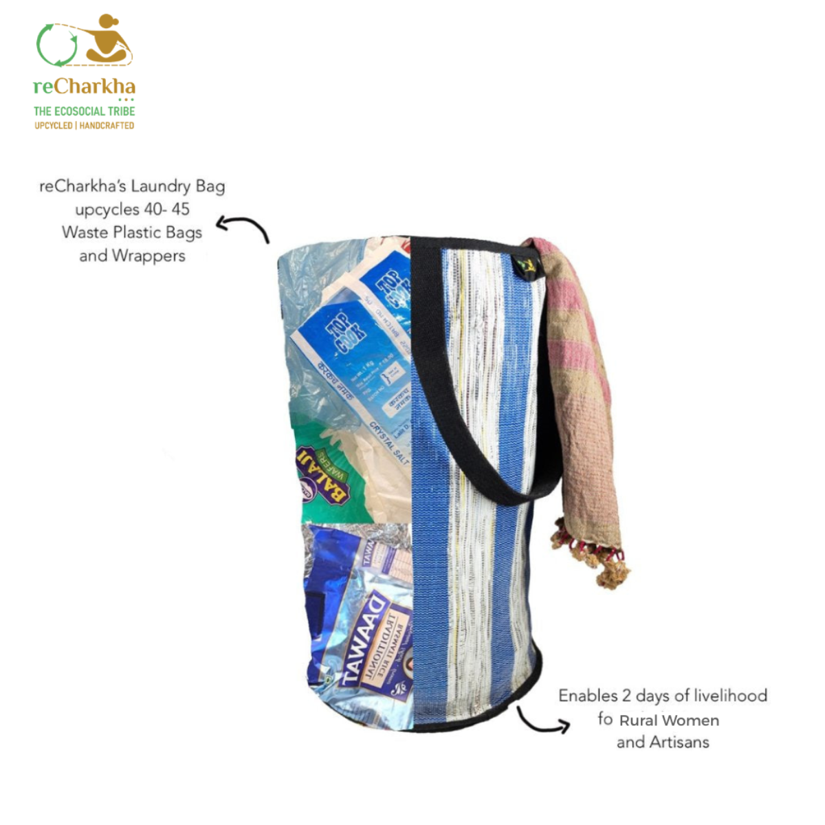 Upcycled Handcrafted Laundry Bag (LBG0626-003) PS_W