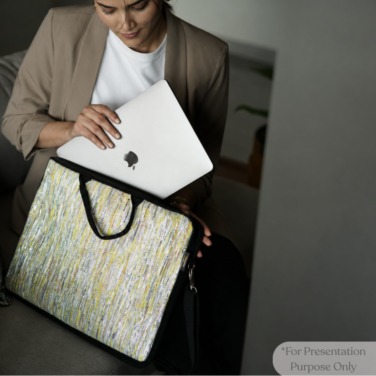 Upcycled Handcrafted Laptop Sleeves 14 inches (LSB140826-004)