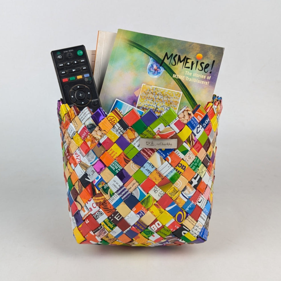 Multi Coloured Large Basketry Deco Storage (BDSL0325-009) PS_W