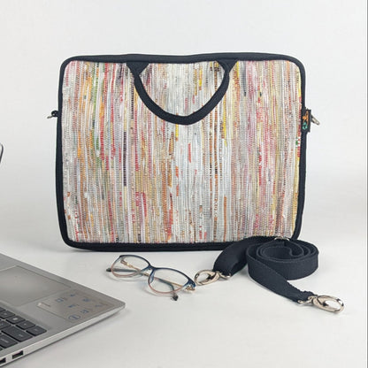 Multi COlour MIx Upcycled Handwoven Laptop Sleeves 14 inches (LSB140225-016) PS_W