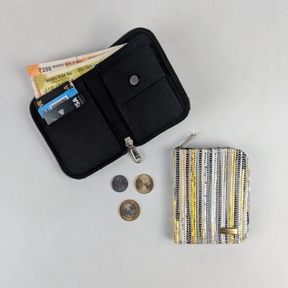 Multi COlour Stripes Upcycled Handwoven D Wallet (DW0225-021) PS_W