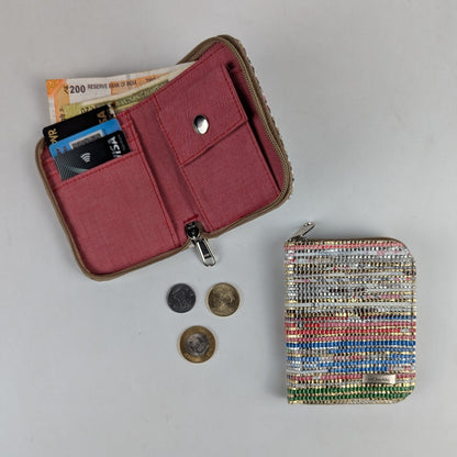 Multi Colour Gold Upcycled Handwoven D Wallet (DW0225-023) PS_W