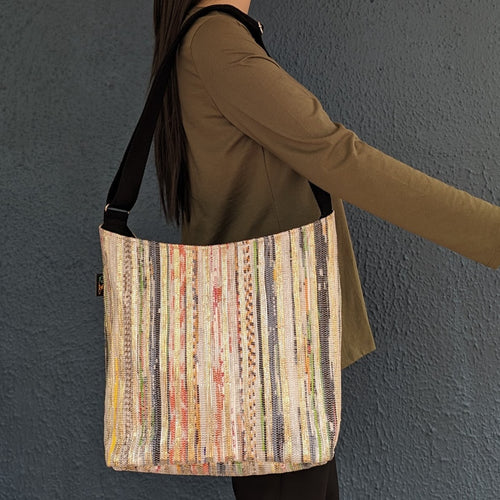 Multicolored Shimmery Plastic Wrappers Upcycled Handwoven Eclipse Jhola Tote (EJ0424-008) PS_W