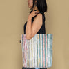 Multicolored Striped Waste Plastic Wrappers Upcycled Handwoven Shop N Go (SNG0524-012)
