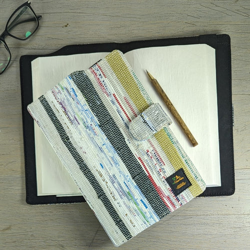 Multicolored Waste Plastic Wrappers Upcycled Handwoven Executive Diary Cover (EDC0424-012) PS_W