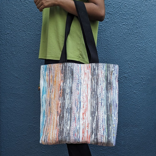 Multicolored Waste Plastic Wrappers Upcycled Handwoven Shop N Go (SNG0424-011)