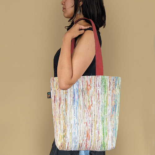 Multicolored Waste Plastic Wrappers Upcycled Handwoven Shop N Go (SNG0524-002)