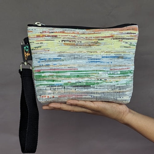 Multicolored Waste Plastic Wrappers Upcycled Handwoven Wrist It (WI0524-004) PS_W