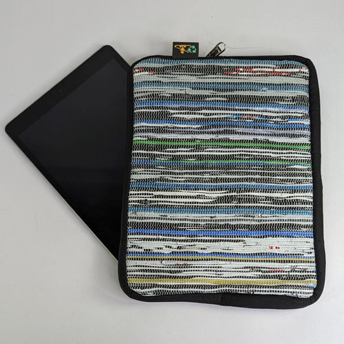 Multicolored Waste Plastic Wrappers Upcyled Handwoven Tablet Sleeve (TS0424-002)