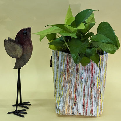 Multicolored Handwoven Upcycled Small Grow Pot (GPS0824-008) PS_W