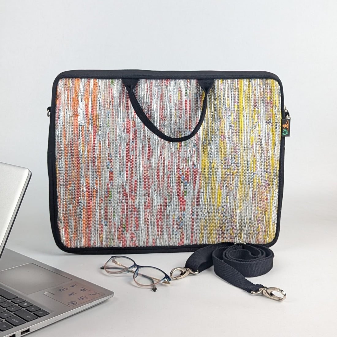 Multicolored Shimmery Handwoven Laptop Sleeve 16 inch (LSB160225-002) PS_W