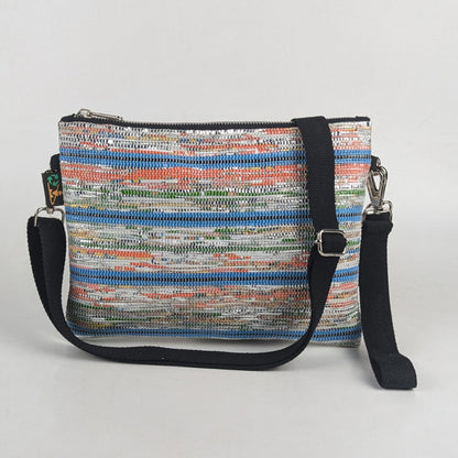 Multicolored Shimmery Striped Upcycled Handwoven Sling Bag (SI0325-001) PS_W