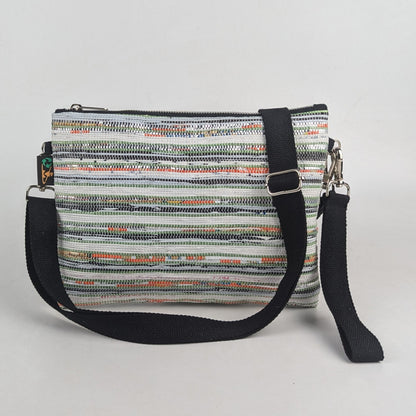 Multicolored Shimmery Striped Upcycled Handwoven Sling Bag (SI0325-002) PS_W