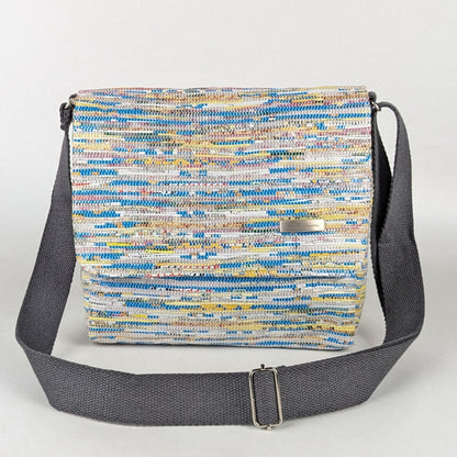 Multicolored Shimmery Upcycled Handwoven Messenger Bag (MB1224-025) PS_W