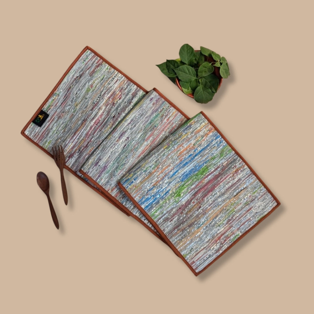 Multicolored Shimmery Upcycled Handwoven Table Runner (TR1224-001) PS_W