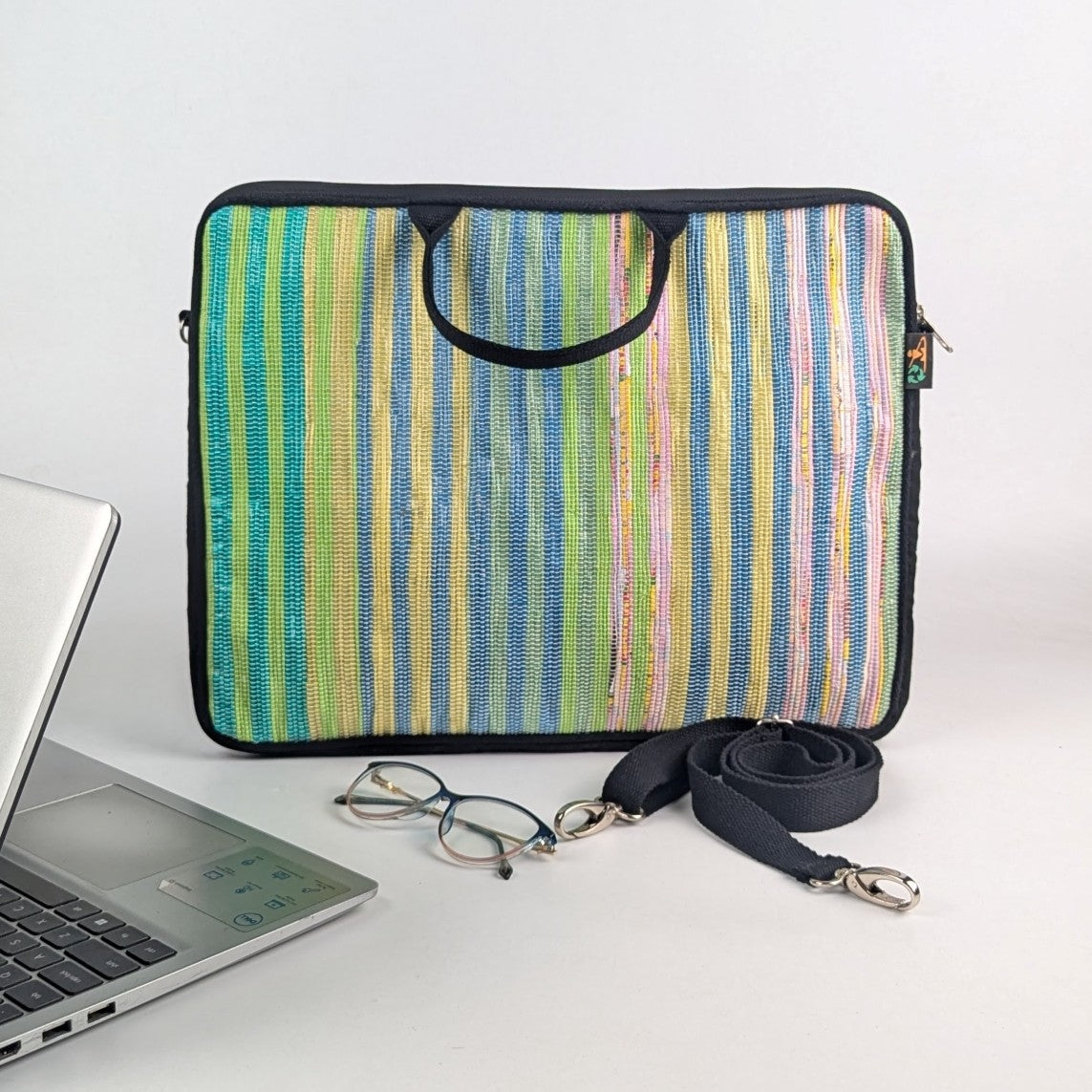Multicolored Striped Handwoven Laptop Sleeve 16 inch (LSB160225-008) PS_W