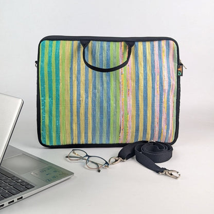 Multicolored Striped Handwoven Laptop Sleeve 16 inch (LSB160225-008) PS_W