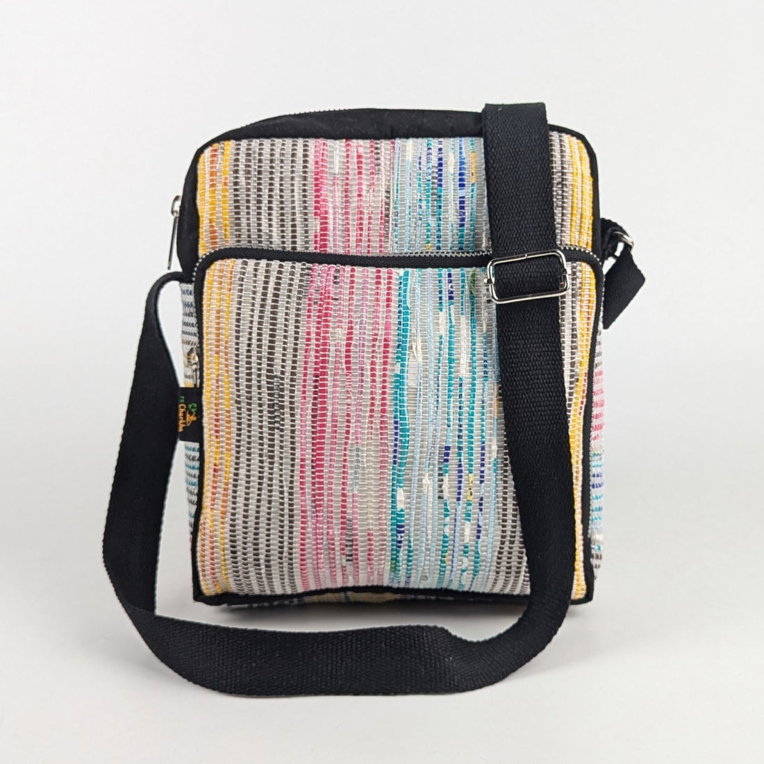 Multicolored Striped Upcycled Handwoven Cross Body Sling (CBS0225-001) PS_W