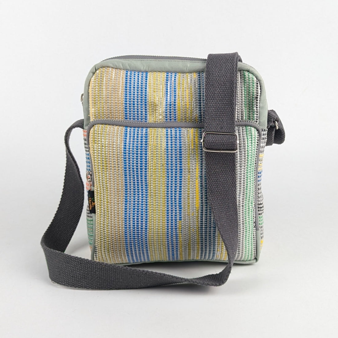 Multicolored Striped Upcycled Handwoven Cross Body Sling (CBS0225-004) PS_W