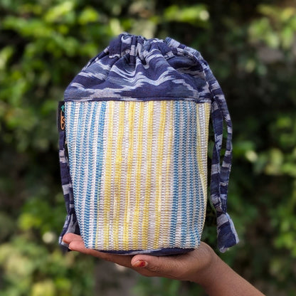 Multicolored Striped Upcycled Handwoven Potli Bag (P1124-014) PS_W