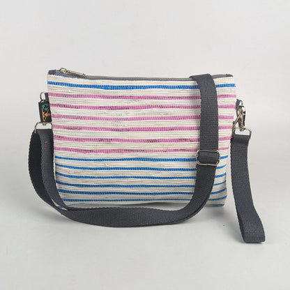 Multicolored Striped Upcycled Handwoven Sling Bag (SI0325-013) PS_W