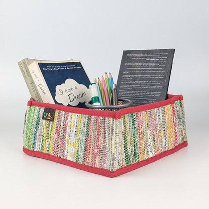Multicolored Upcycled Handwoven Collapsible Storage Basket Small (CSBS0125-008) PS_W