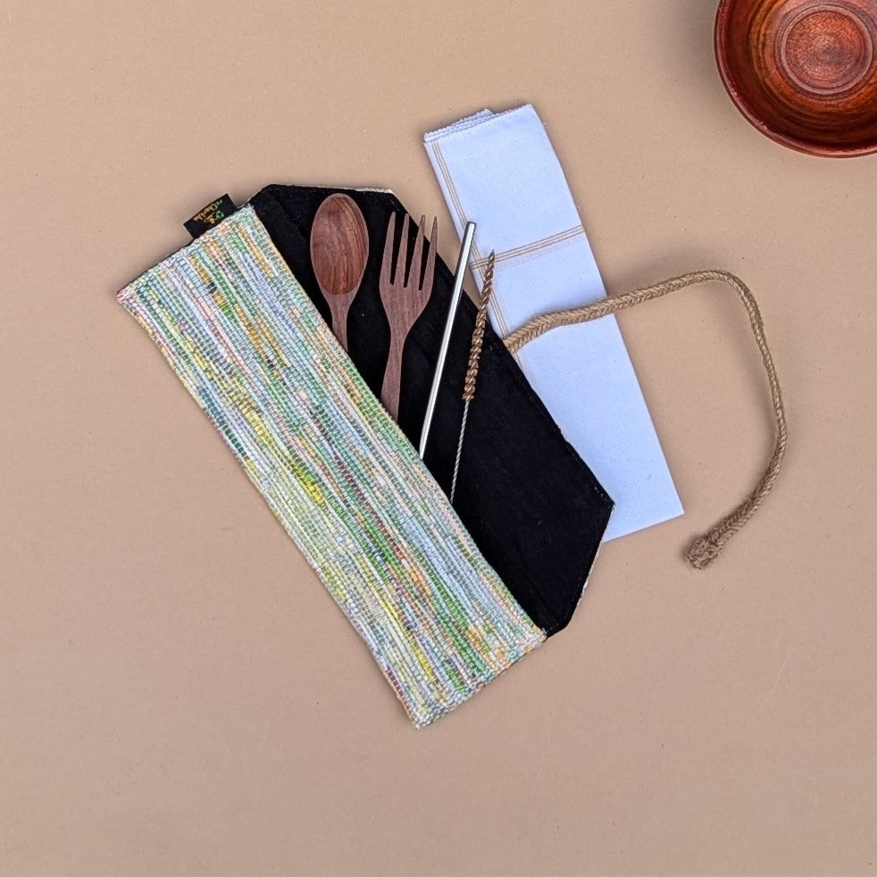 Multicolored Upcycled Handwoven Cutlery Kit (CK1224-003) PS_W