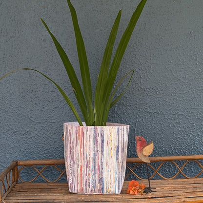 Multicolored Upcycled Handwoven Grow Pot Big (GPB1224-006)