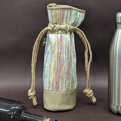 Multicolored Upcycled Handwoven Wine Bottle Holder (WB0724-004) PS_W