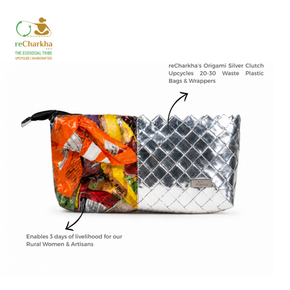 Upcycled Origami Silver Clutch (OSC0526-001)
