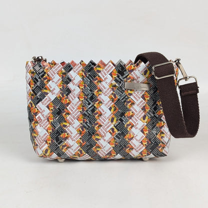 Orange Brown White Upcycled Origami Handcrafted Basketry Sling (NBB0824-003) PS_W