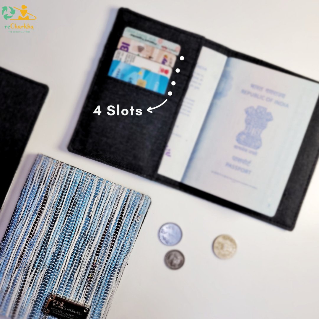 recharkha Upcycled Handwoven Passport Cover Inside View