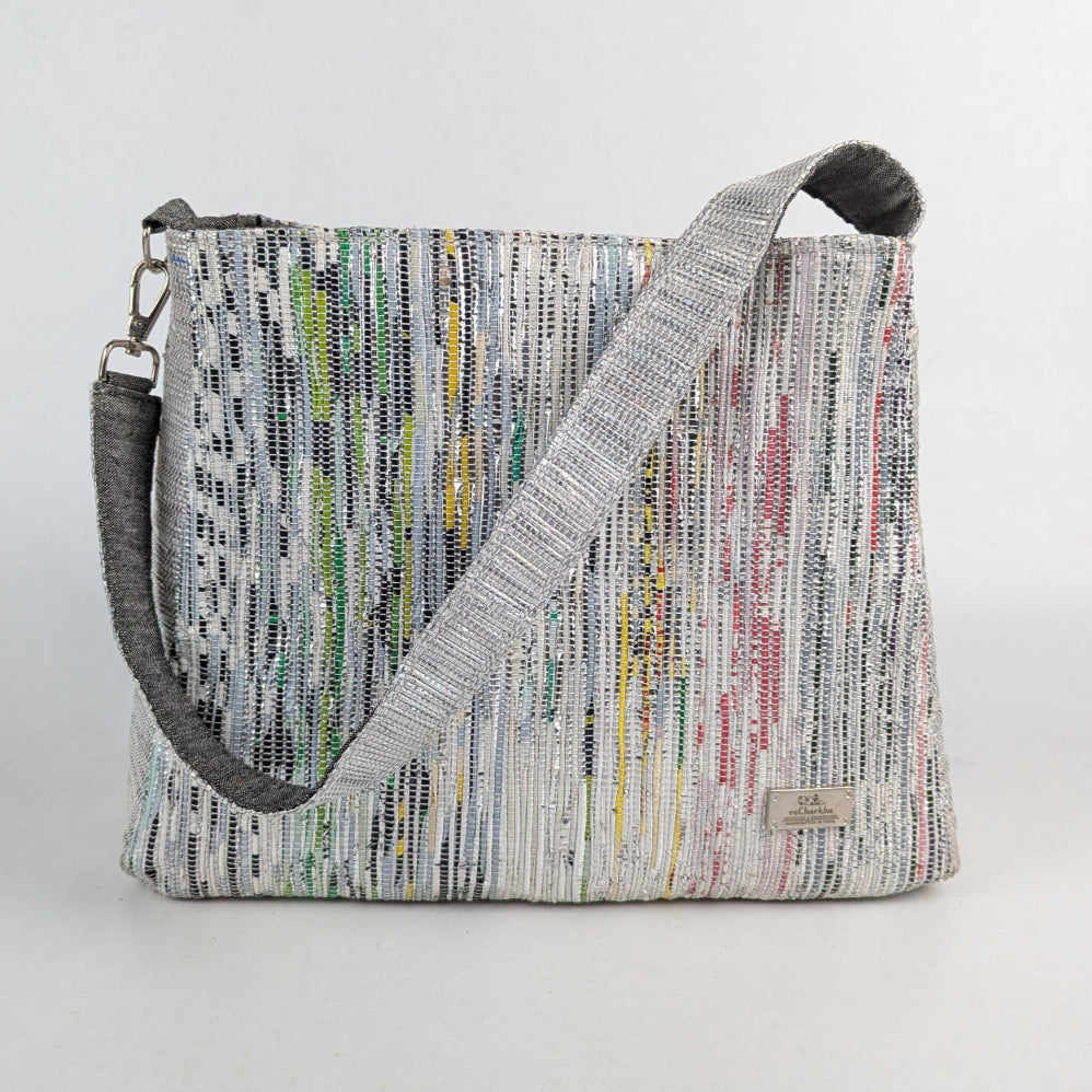 Multicolored Shimmery Upcycled Handwoven Trapeze Tote (TT1124-008) PS_W