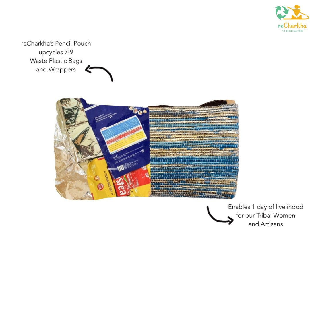 reCharkha Upcycled Handwoven Pencil Pouch Dimensions