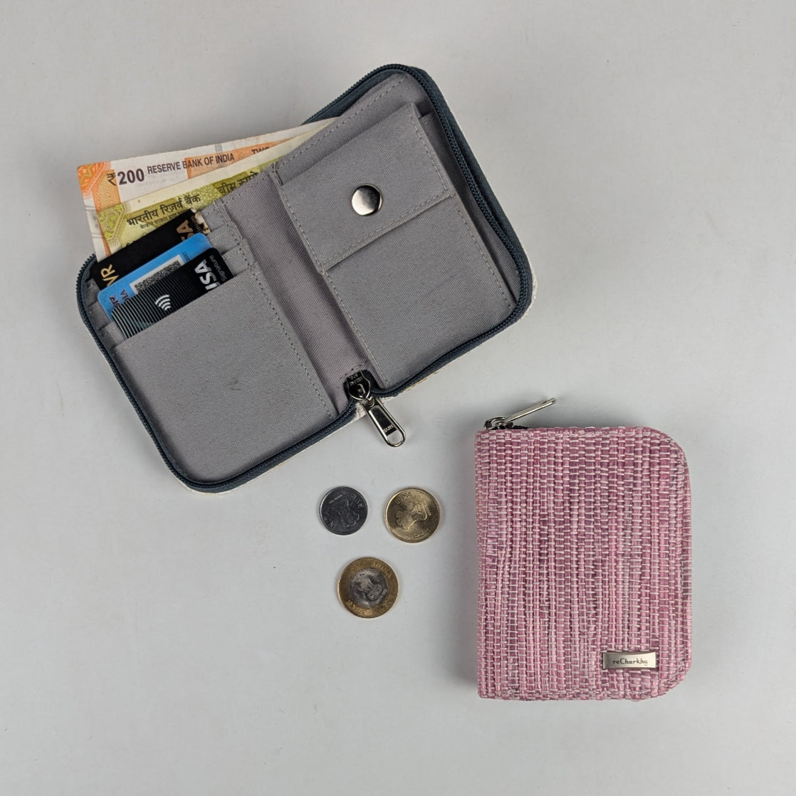 Pink Upcycled Handwoven D Wallet (DW0225-014) PS_W