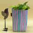 Pink and Green Striped Upcycled Handwoven Grow Pot Medium (GPM0824-004) PS_W