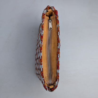 Red White Upcycled Origami Handcrafted Basketry Sling (NBB0824-008) PS_W