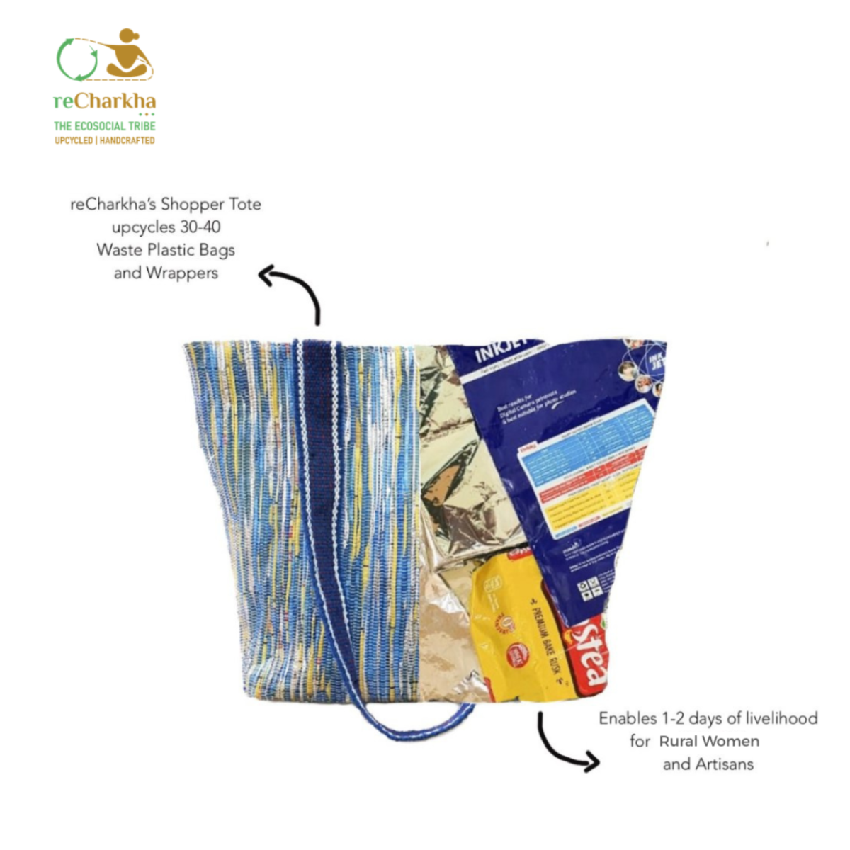 Upcycled Handcrafted Shopper Tote (ST0626-006)