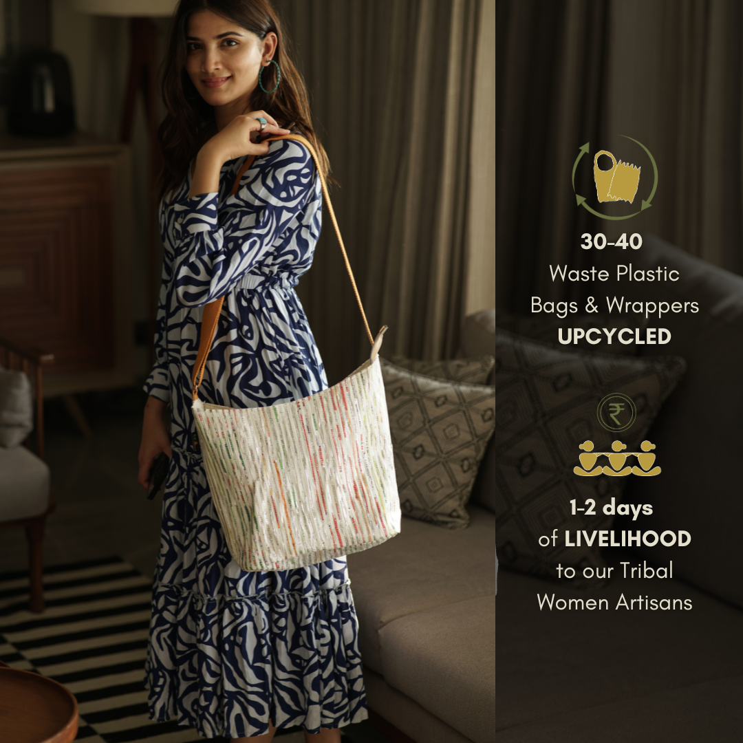 Multicolored Upcycled Handwoven Eclipse Jhola Tote (EJ0325-003) PS_W