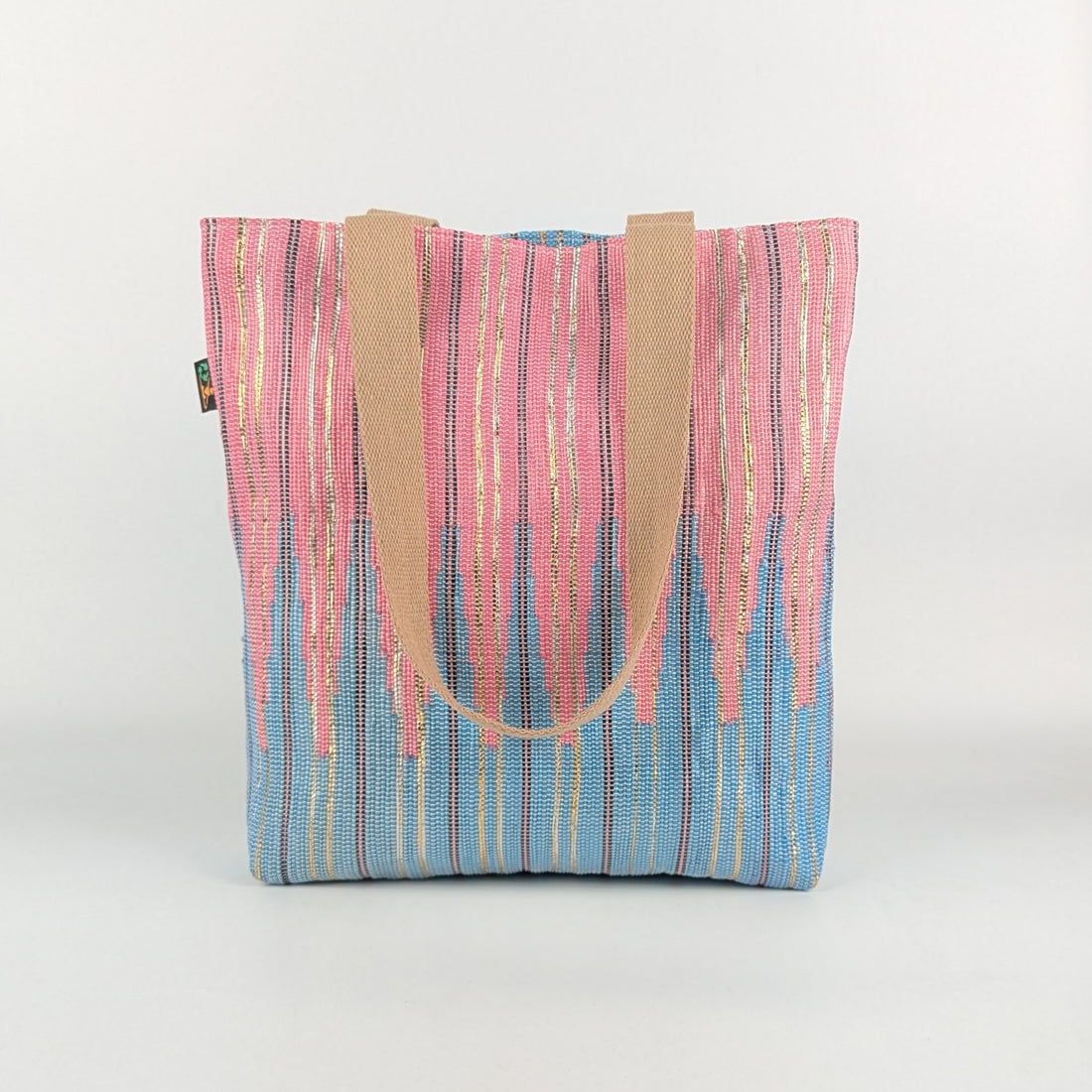 Shimmery Golden Black Pink Blue Upcycled Handwoven Designer Shop N Go (SNGD0225-006) PS_W